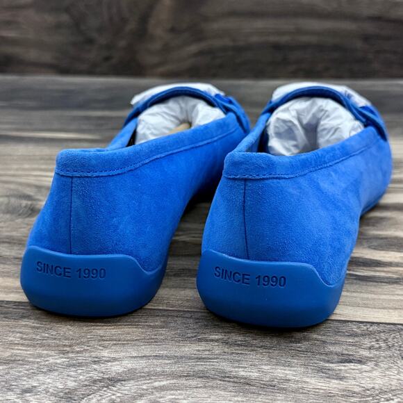 NIB Franco Sarto 7.5M Farah Blue Suede Chain Loafer Flats - Picture 7 of 13